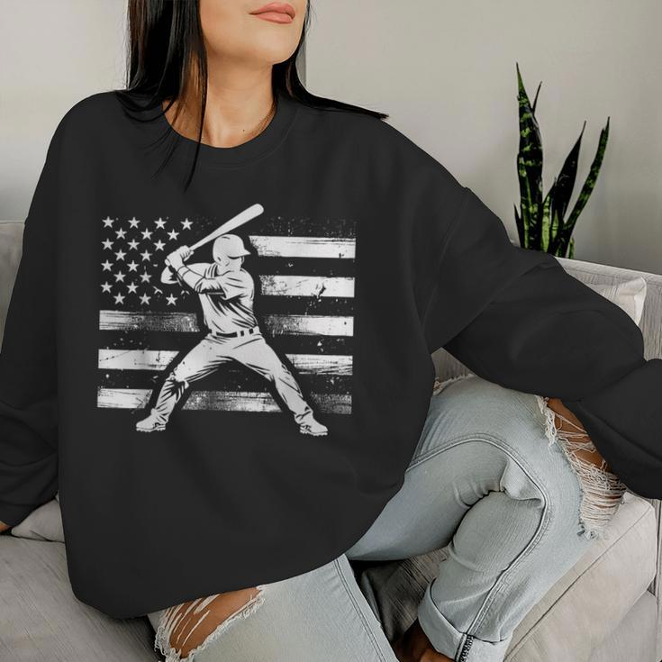 Vintage Baseball American Flag For Boys Girls Women Women Sweatshirt Gifts for Her