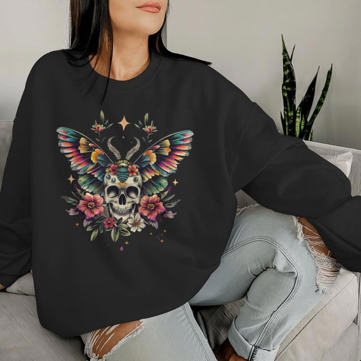 Vintage Death Moth Skull Flower Tattoo Goth Grunge Butterfly Women Sweatshirt Gifts for Her