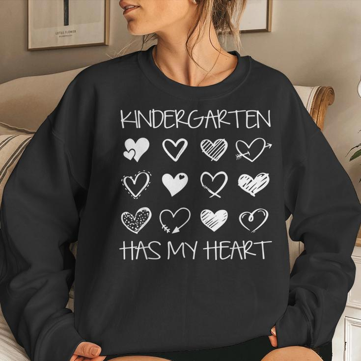 Vintage Kindergarten Has My Heart Valentines Day Teacher Women Sweatshirt Gifts for Her