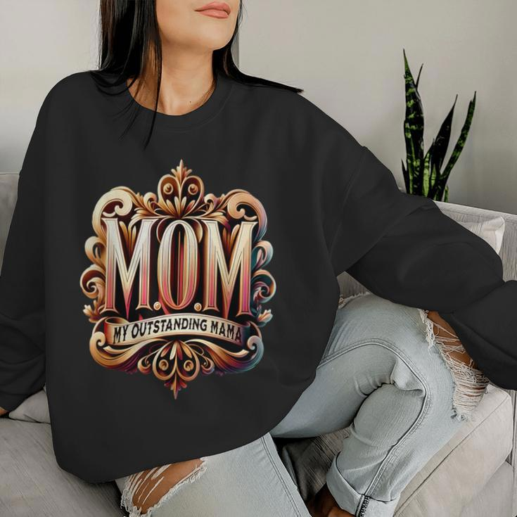 Vintage Ornate Mom My Outstanding Mama Elegant Typography Women Sweatshirt Gifts for Her