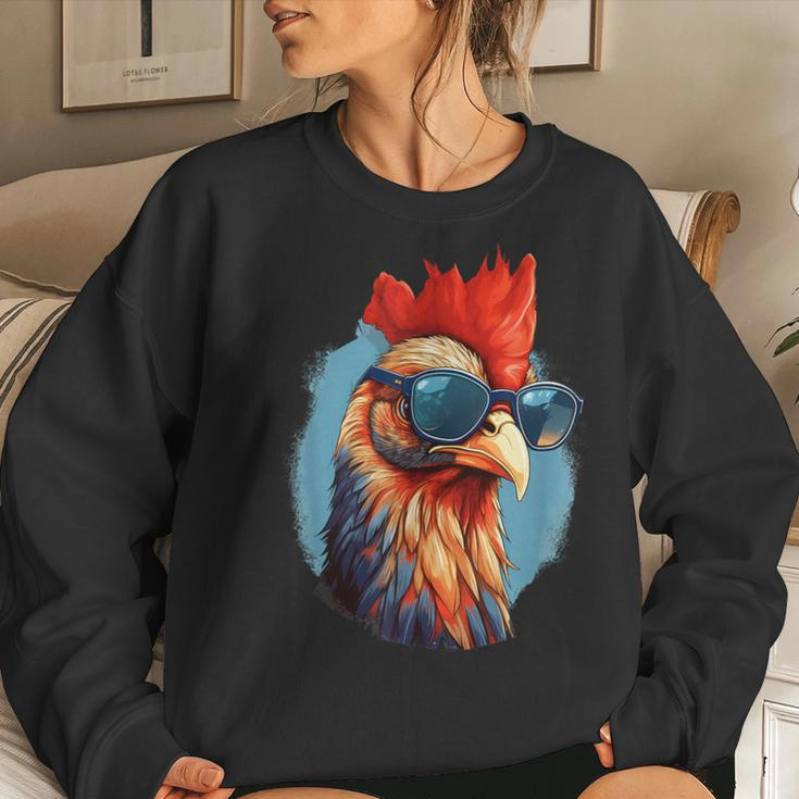 Vintage Rooster Chicken Sunglasses Women Sweatshirt Gifts for Her