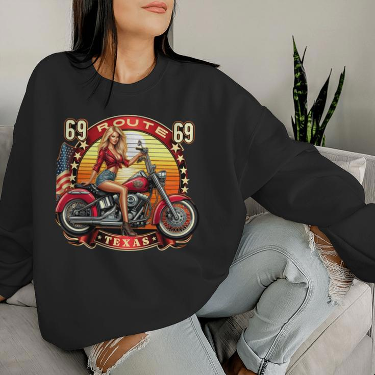 Vintage Texas Pin-Up Girl Biker American Dream Ride Women Sweatshirt Gifts for Her