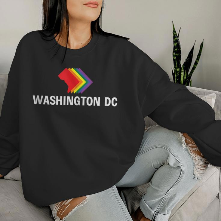 Washington Dc Map Gay Pride Rainbow Women Sweatshirt Gifts for Her