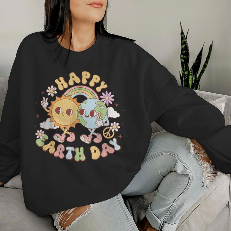 Wave Groovy Happy Earth Day 2024 Make Earth Day Every Day Women Sweatshirt Gifts for Her