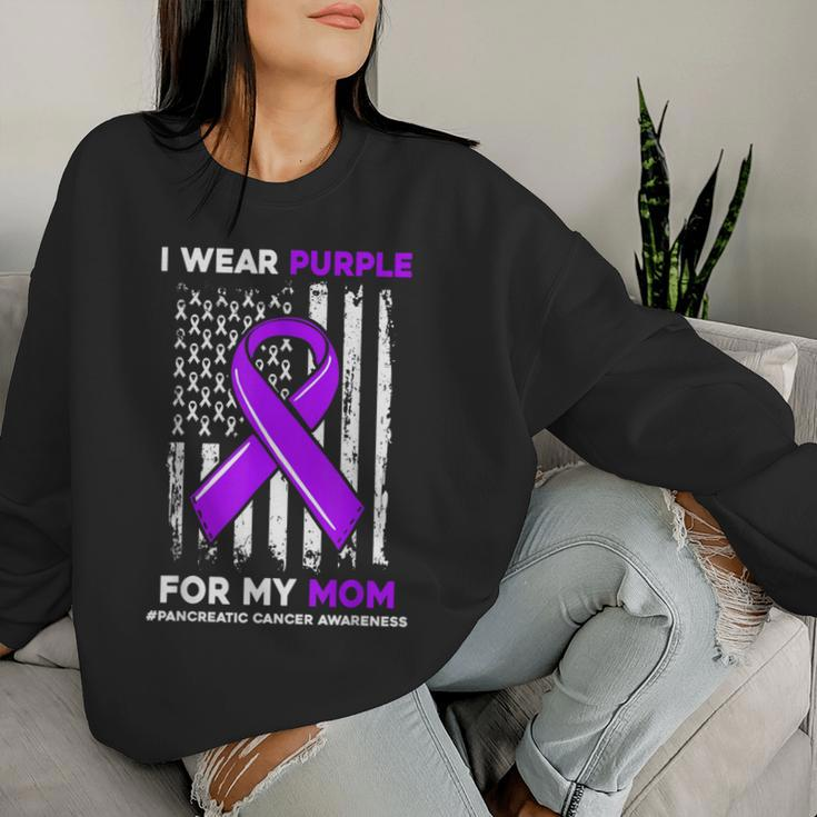 I Wear Purple For My Mom Mother Pancreatic Cancer Awareness Women Sweatshirt Gifts for Her