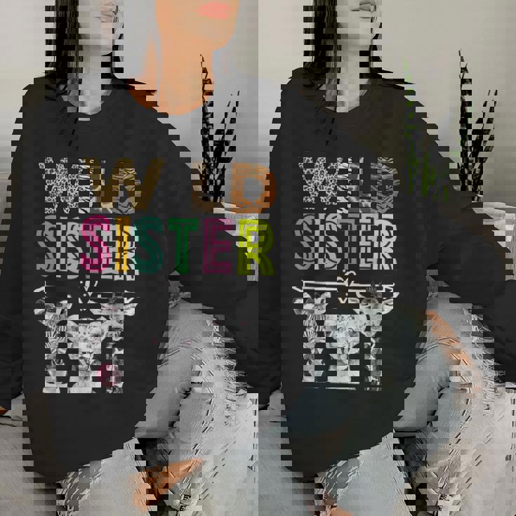 Wild Sister Zoo Theme Birthday Safari Jungle Matching Party Women Sweatshirt Gifts for Her
