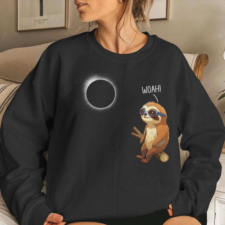 Woah Sloth Solar Eclipse 2024 Eclipse Sloth Women Sweatshirt Gifts for Her