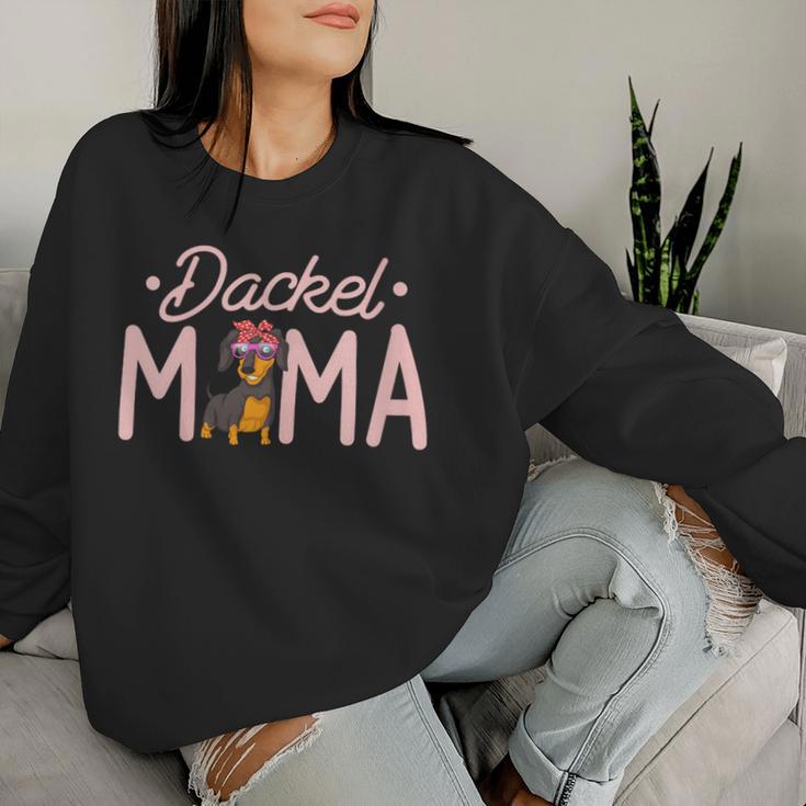 Women's Cute Dachshund Mum Motif Dog Mum For With-Neck Sweatshirt Frauen Geschenke für Sie