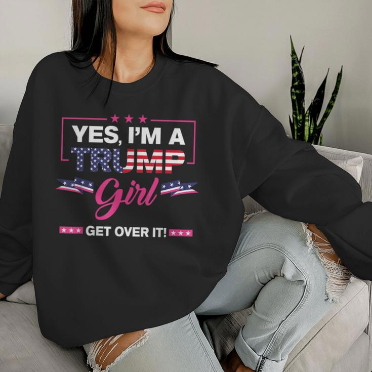 Yes I'm A Trump Get Girl Over It America Usa Flag 2024 Women Women Sweatshirt Gifts for Her