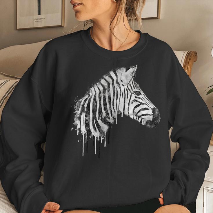 Zebra Watercolor Artistic Horse Wildlife Lovers Graphic Women Sweatshirt Gifts for Her