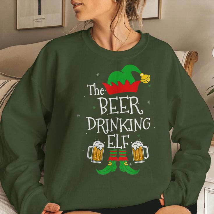 The Beer Drinking Elf Matching Family Drinker Merry Xmas Day Women Sweatshirt Gifts for Her
