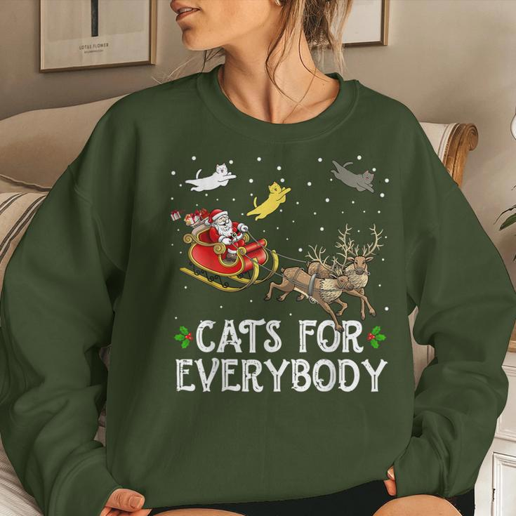 Cats For Everybody Christmas Cat Xmas Santa Women Sweatshirt Gifts for Her