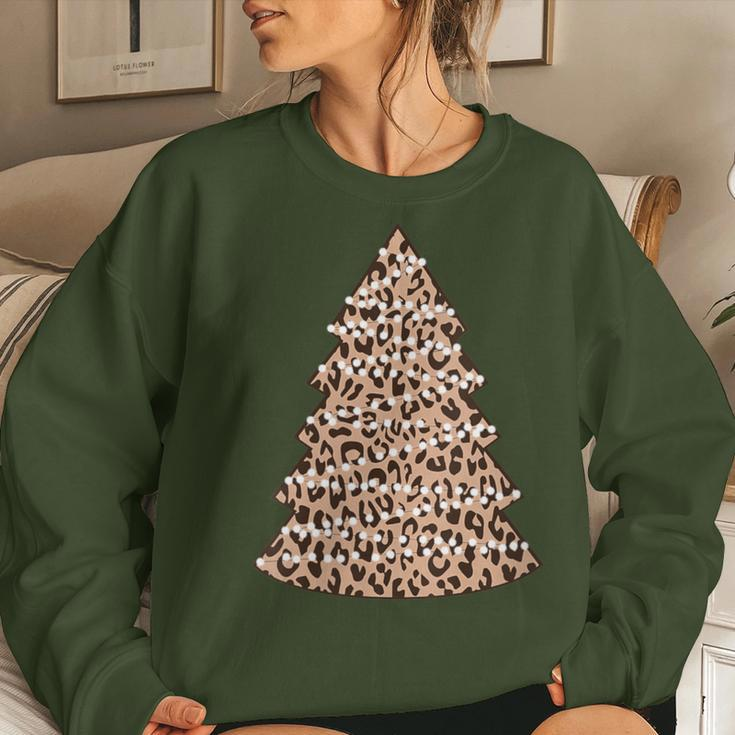 Christmas Cheetah Print Leopard Christmas Tree Women Sweatshirt Gifts for Her