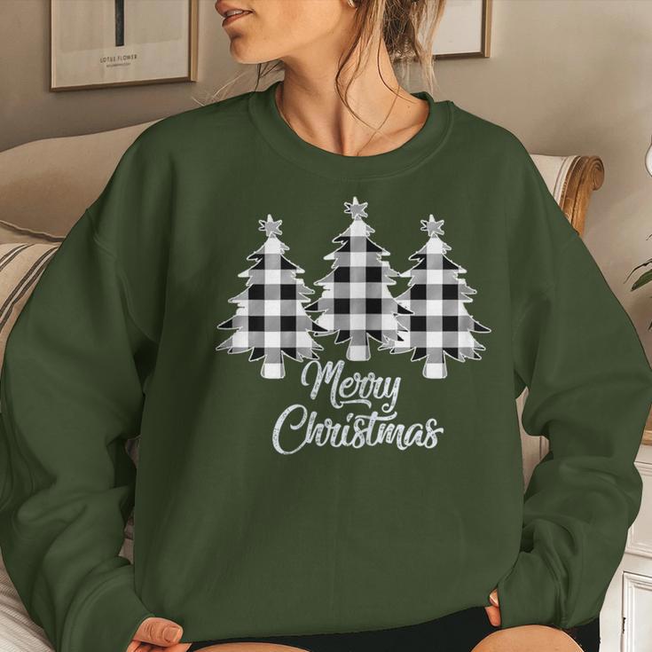 Christmas Tree White Buffalo Plaid Christmas Women Sweatshirt Gifts for Her