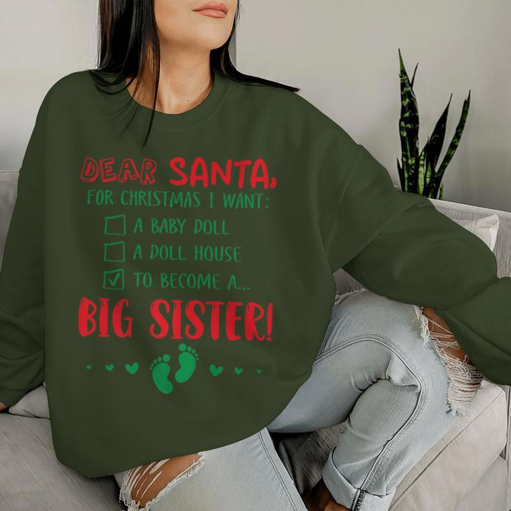 Dear Santa I Want To Become A Big Sister Newborn Quote Women Sweatshirt Gifts for Her