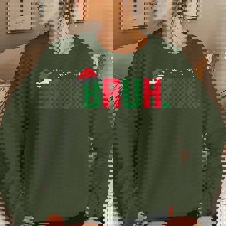 Christmas Bruh Xmas Boys Bruh Santa Hat Women Sweatshirt Gifts for Her
