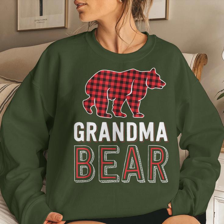 Grandma Bear Red Buffalo Plaid Matching Family Christmas Women Sweatshirt Gifts for Her