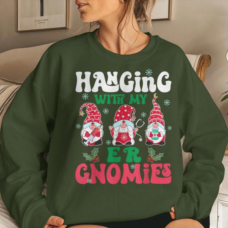 Hanging With My Er Gnomies Nurse Gnome Xmas Light Christmas Women Sweatshirt Gifts for Her