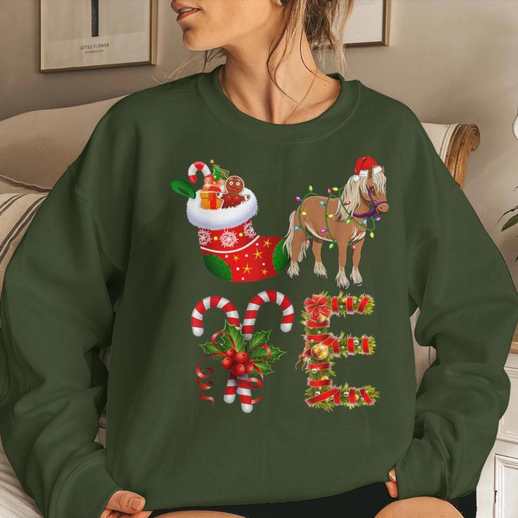Horse Christmas Lights Led Santa Hat Christmas Women Sweatshirt Gifts for Her