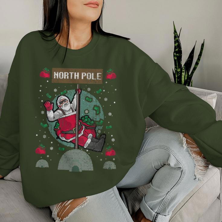 North Pole Dancer Pole Dancing Santa Claus Ugly Christmas Women Sweatshirt Gifts for Her