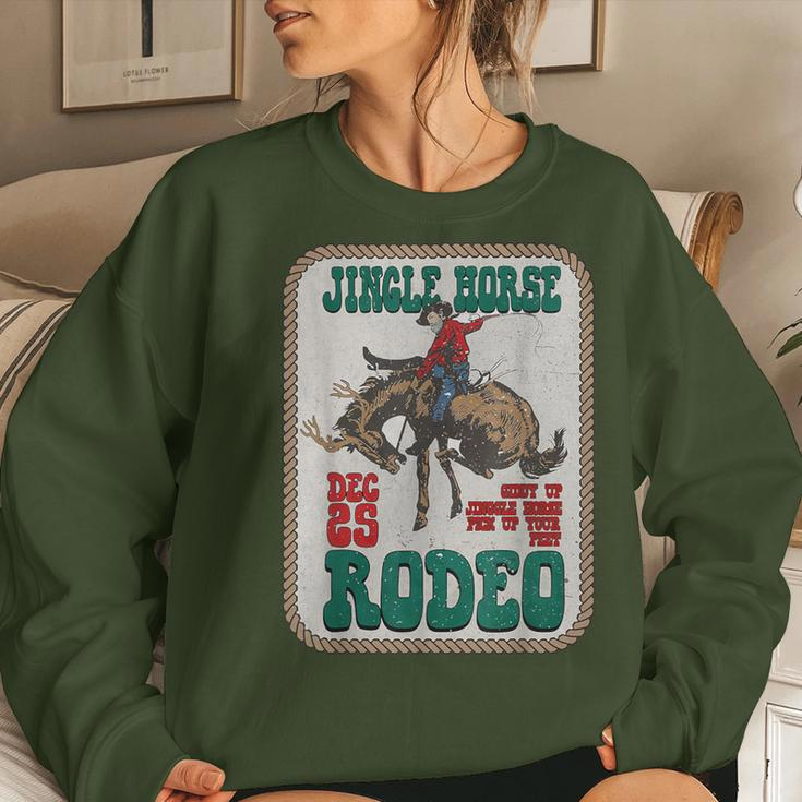 Retro Groovy Jingle Horse Rodeo Christmas Western Cowboy Women Sweatshirt Gifts for Her
