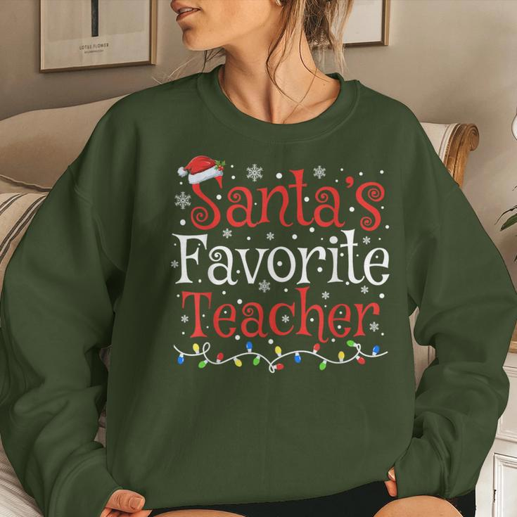 Santa's Favorite Teacher Xmas Santa Christmas Teacher Women Sweatshirt Gifts for Her
