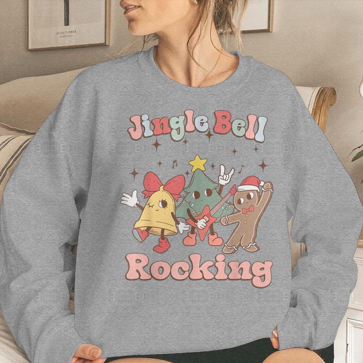 Retro Groovy Jingle Rock Bell Merry Christmas Hippie Outfit Women Sweatshirt Gifts for Her
