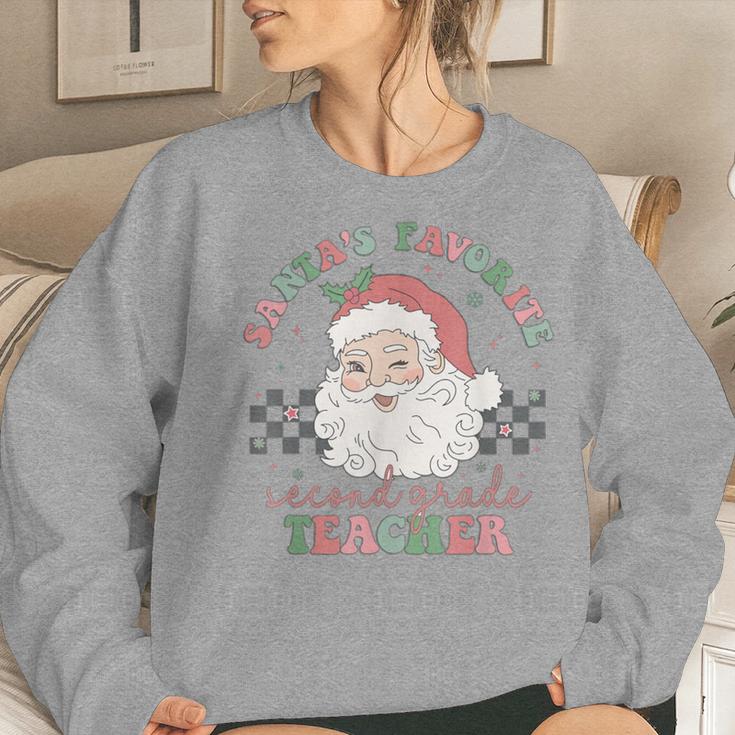 Retro Santa's Favorite Second Grade Teacher Christmas Women Women Sweatshirt Gifts for Her