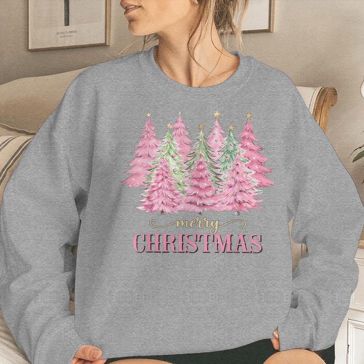 Vintage Pink Christmas Merry Christmas Tree Xmas Women Sweatshirt Gifts for Her