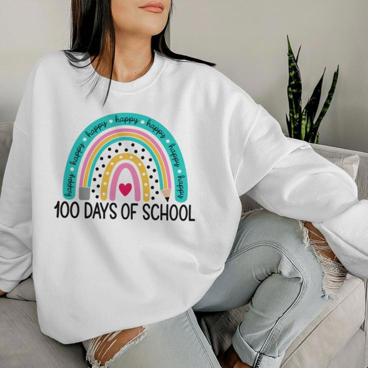 100Th Day Of School Teacher 100 Days Smarter Rainbow Women Sweatshirt Gifts for Her
