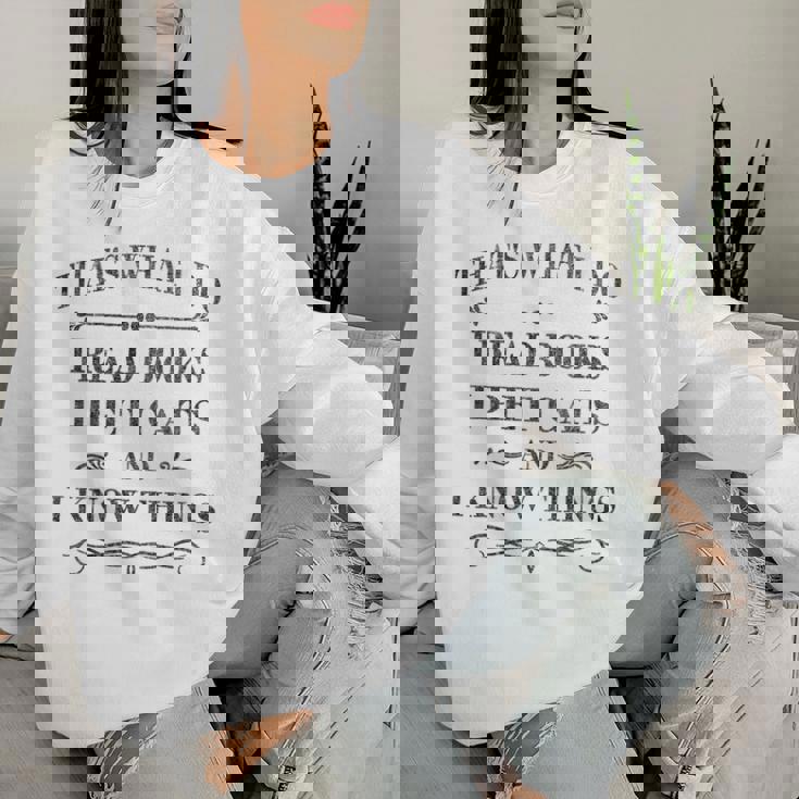 Amateurs De Livres Rétro Et Amusants Cat Lovers Bookworm C'est Ce Que Je Fais Women Sweatshirt Cadeaux pour elle