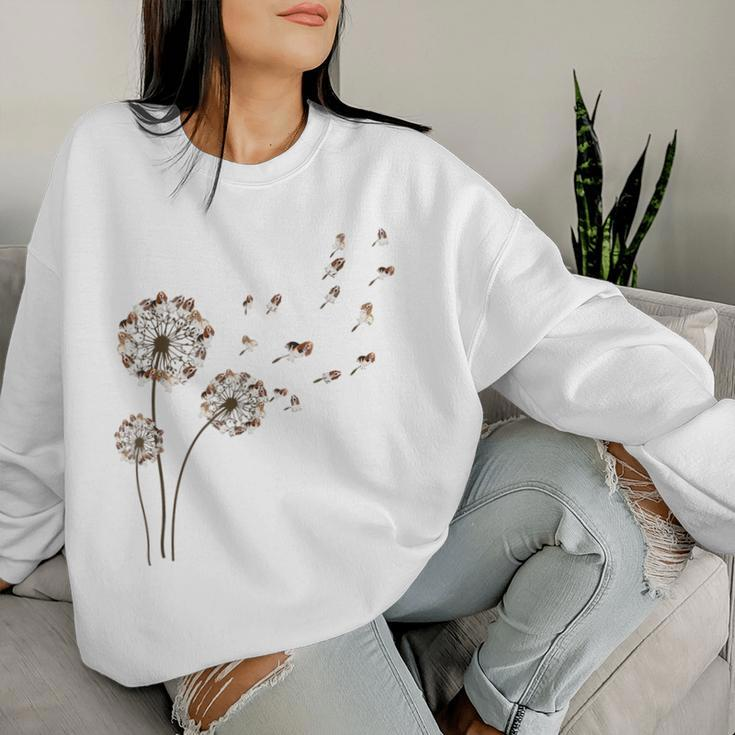 Basset-Hound Dandelion Flower Basshole Dog Mom Women Women Sweatshirt Gifts for Her