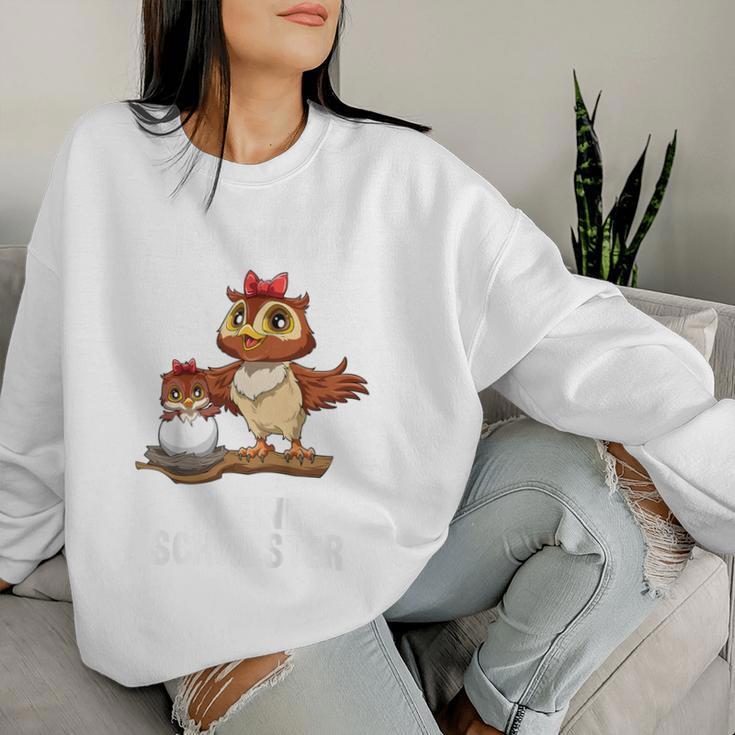 Children's With Owl Ich Bin Die Kleine Schwester Sweatshirt Frauen Geschenke für Sie