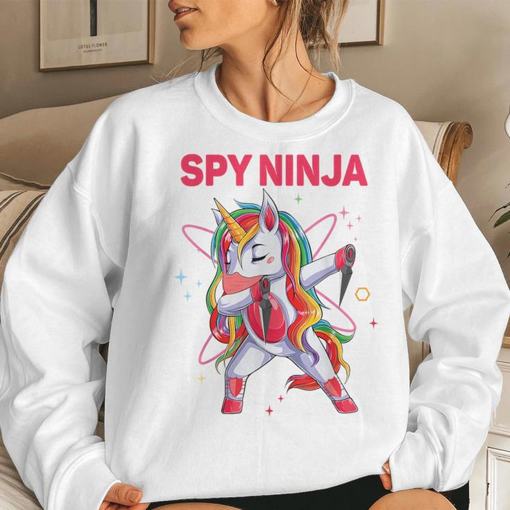 Cool Gaming Spy Unicorn Ninja Gamer Boy Girl Kid Gaming Pink Women Sweatshirt Gifts for Her