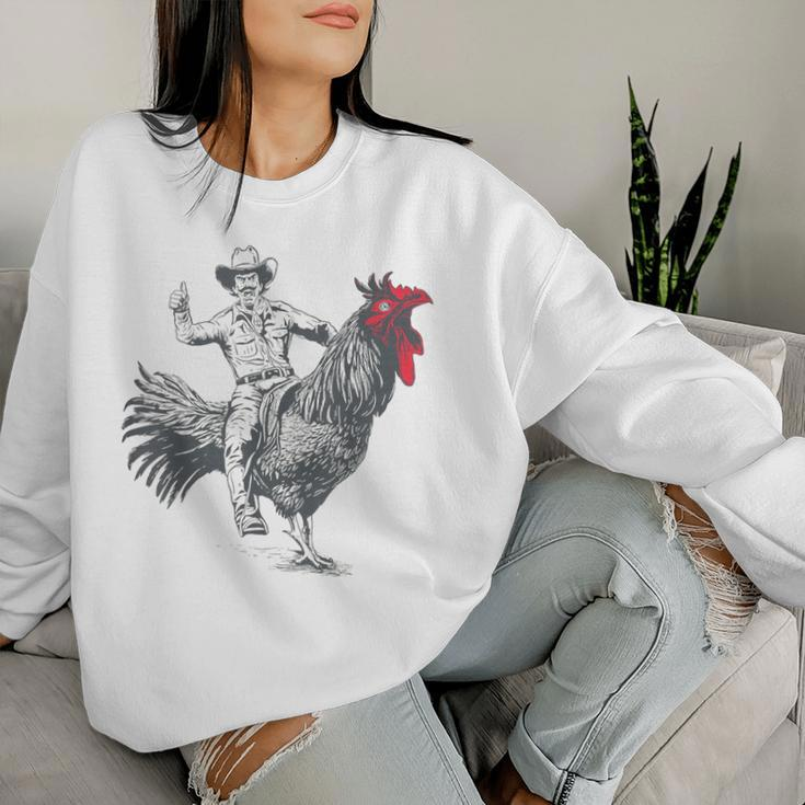 Cowboy Riding Chicken Women Sweatshirt Gifts for Her