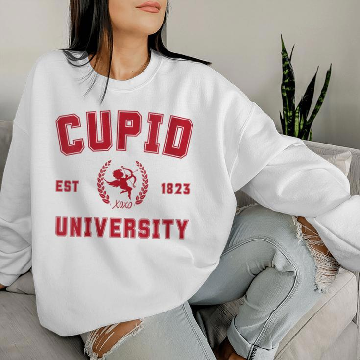 Cupid University College Valentines Day Love Red Women Sweatshirt Gifts for Her