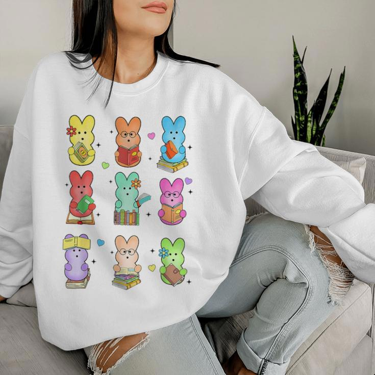 Cute Bunny Reading Teacher Easter Day Teaching Book Lovers Women Sweatshirt Gifts for Her