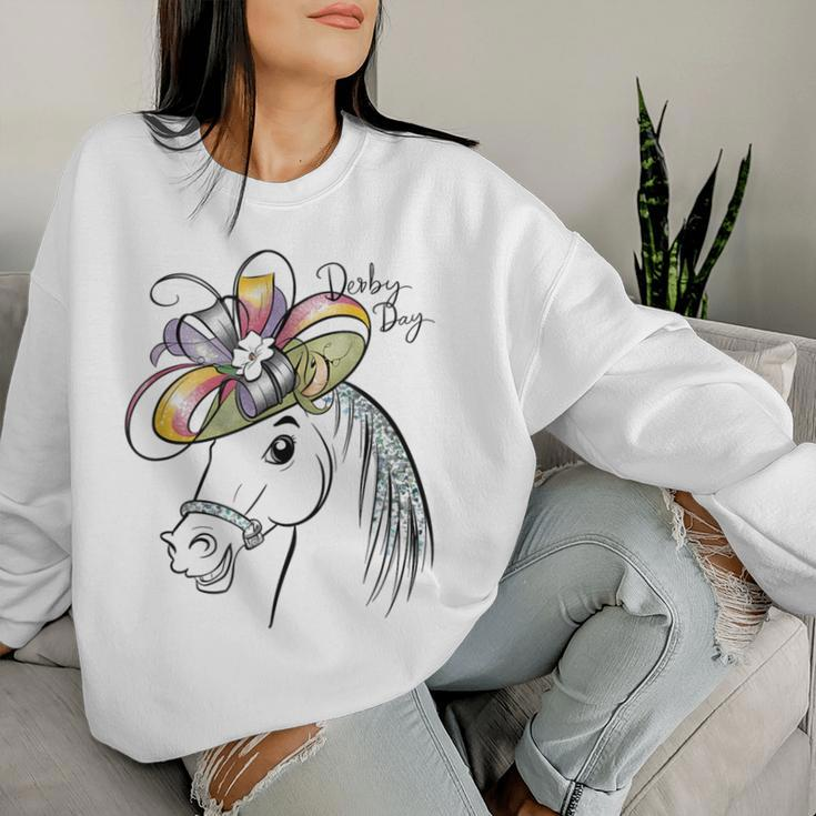 Cute Horse 150Th Derby Day 2024 Horse Racing Fascinator Hat Women Sweatshirt Gifts for Her