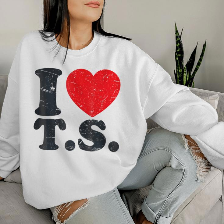 Cute Red Heart I LoveS Groovy Birthday Women Sweatshirt Gifts for Her