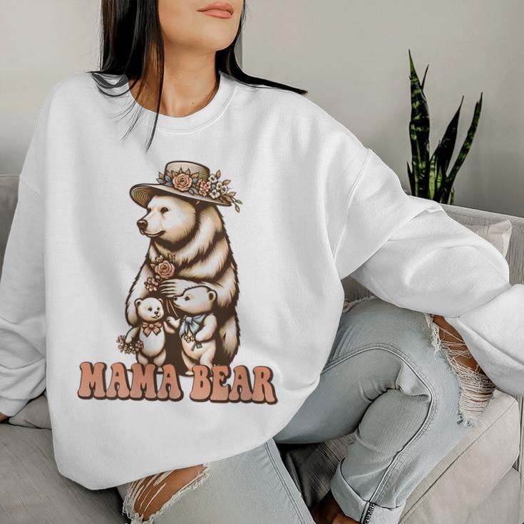 Damen Mama Bear Mom Muttertag Mit-Ausschnitt Sweatshirt Frauen Geschenke für Sie