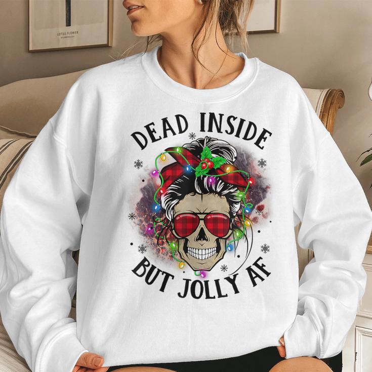 Dead Inside But Jolly Af Skeleton Mom Life Skull Women Sweatshirt Gifts for Her