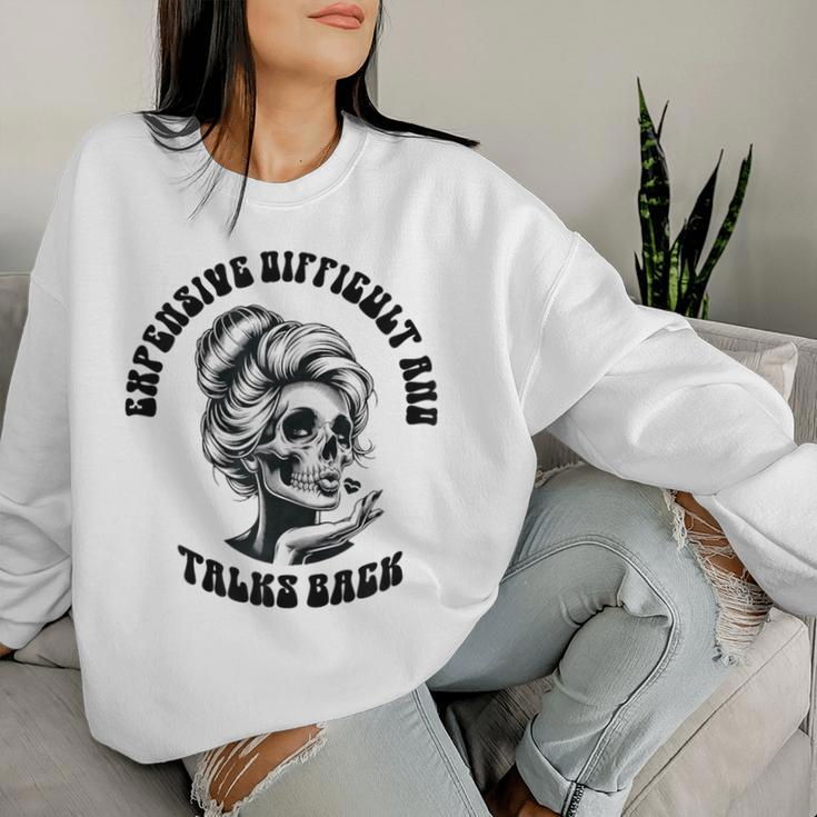 Expensive Difficult And Talks Back Messy Bun Women Sweatshirt Gifts for Her