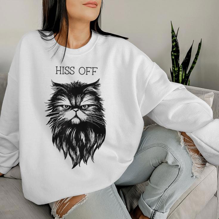 Fiss Off Lustiges Süßes Katzen-Wortspiel Punny Meow Cat Lover Papa Mama Sweatshirt Frauen Geschenke für Sie