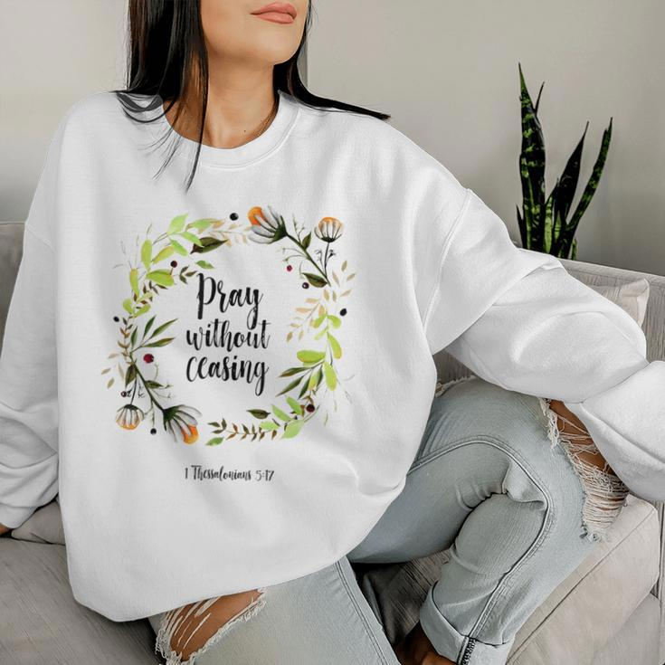 Floral Christian Pray Without Ceasing Bible Verse Motivation Women Sweatshirt Gifts for Her