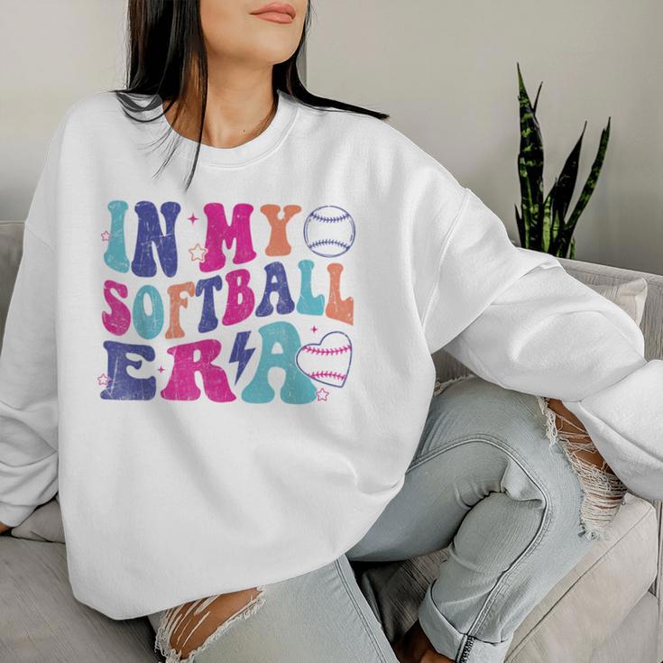 Game Day Groovy Retro Softball In My Softball Era Women Sweatshirt Gifts for Her