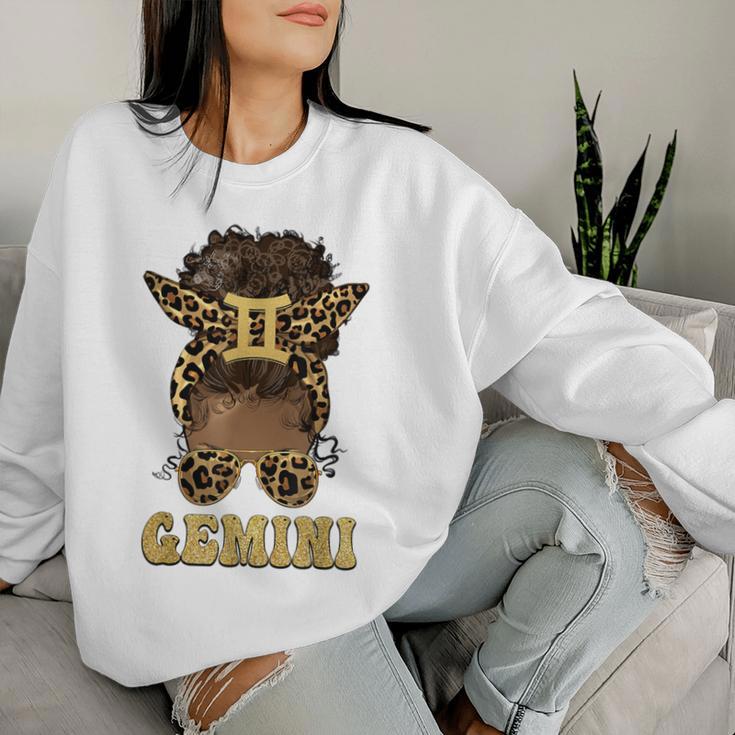 Gemini Girl Afro Messy Bun African American Women Women Sweatshirt Gifts for Her