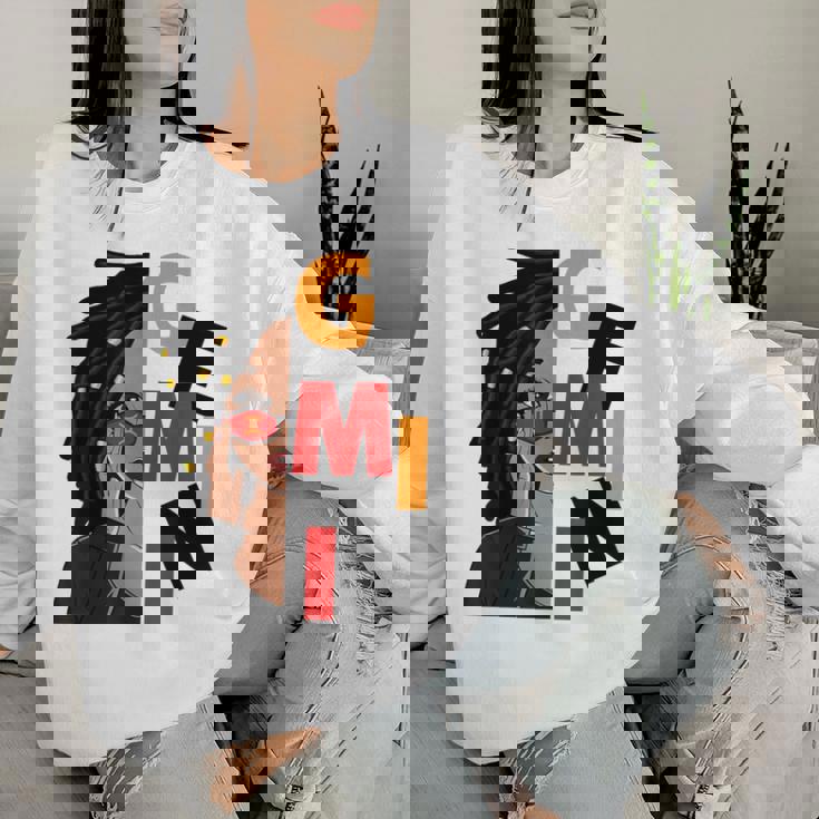 Gemini Girls African American Loc'd Zodiac Sign Women Sweatshirt Gifts for Her