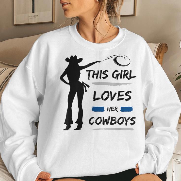 This Girl Loves Her Cowboy Cute Texas Dallas Cheerleader Women Sweatshirt Gifts for Her