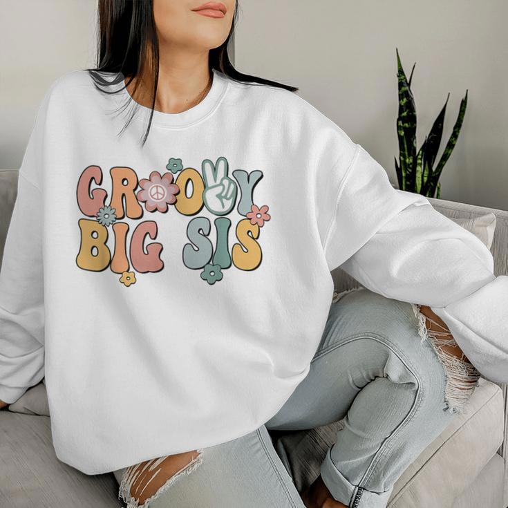 Groovy Big Sis Retro Sister Matching Family 1St Birthday Women Sweatshirt Gifts for Her