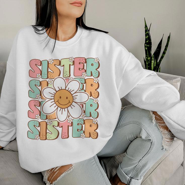 Groovy Sister Matching Family Birthday Party Daisy Flower Women Sweatshirt Gifts for Her